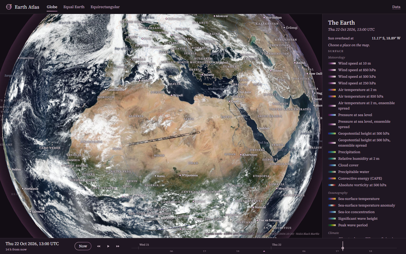 VIIRS true-colour mosaic over Africa and Europe