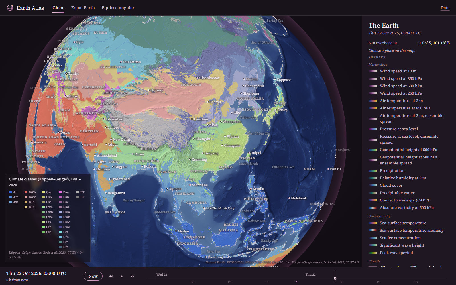 Köppen–Geiger climate classes over Asia, 1991–2020