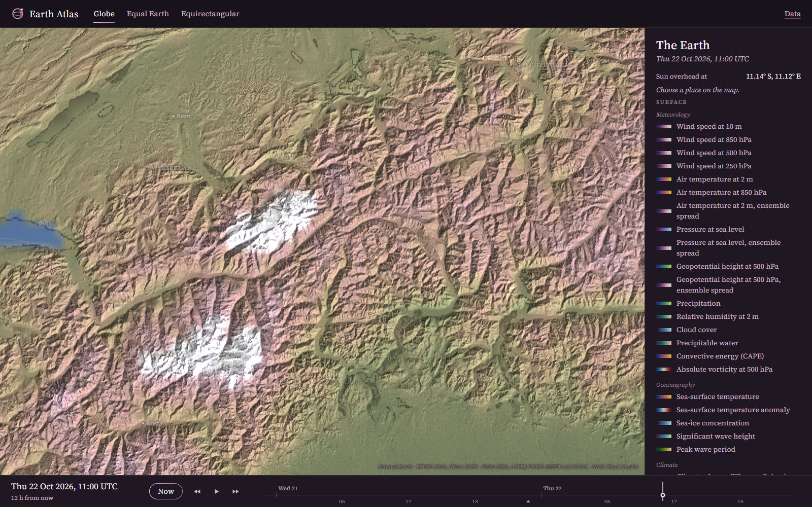 The Alps at close range with fine shaded relief